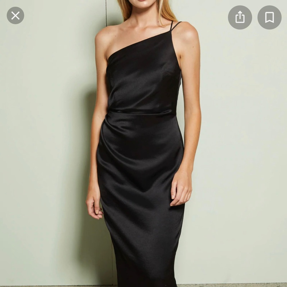 Black asymmetric one shoulder evening dress